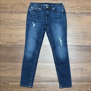 True Religion Women's Studded Skinny Jeans - Dark Blue